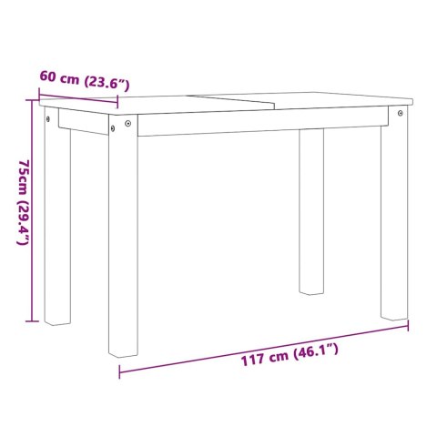 5-częściowy zestaw jadalny „Panama" Szary lite drewno sosnowe
