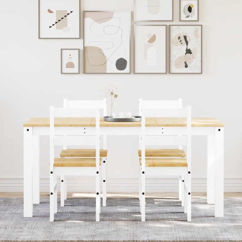 5-częściowy zestaw jadalny „Panama" białe lite drewno sosnowe