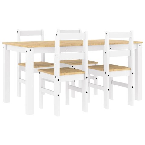 5-częściowy zestaw jadalny „Panama" białe lite drewno sosnowe