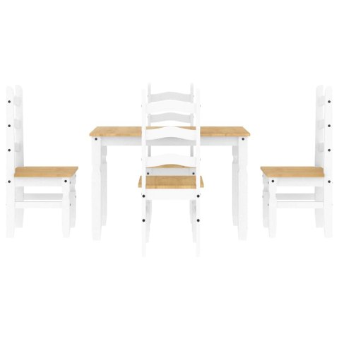 5-częściowy zestaw jadalny „Panama" białe lite drewno sosnowe