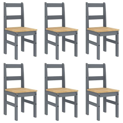 7-częściowy zestaw jadalny „Panama" Szary lite drewno sosnowe