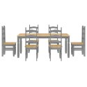 7-częściowy zestaw jadalny „Panama" Szary lite drewno sosnowe