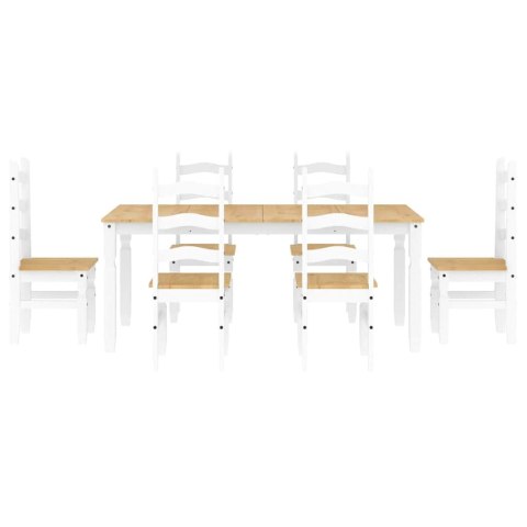 7-częściowy zestaw jadalny „Panama" białe lite drewno sosnowe