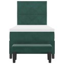 VidaXL Łóżko sprężynowe z materacem Ciemna zieleń 100 x 200 cm Aksamit