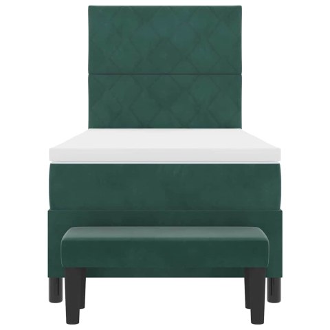 VidaXL Łóżko sprężynowe z materacem Ciemna zieleń 100 x 200 cm Aksamit