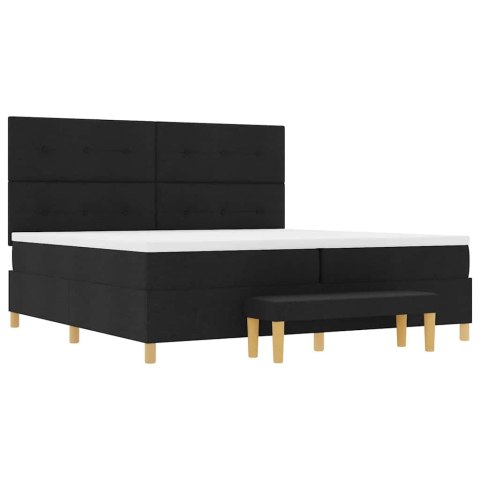 Łóżko sprężynowe z materacem Czarny 200 x 200 cm tkanina