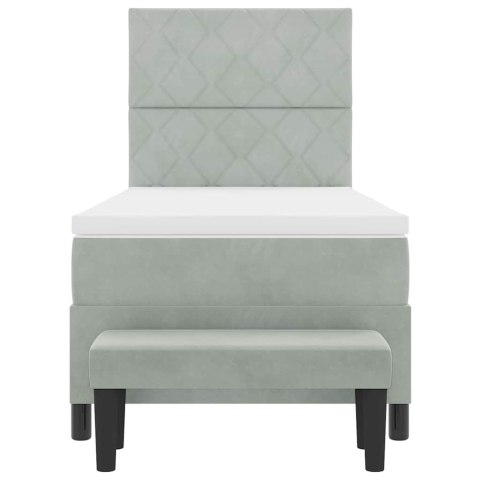 VidaXL Łóżko sprężynowe z materacem Jasnoszary 100 x 200 cm Aksamit