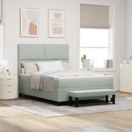 VidaXL Łóżko sprężynowe z materacem Jasnoszary 140 x 190 cm Aksamit