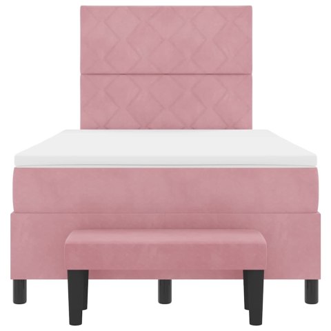 VidaXL Łóżko sprężynowe z materacem Różowy 120 x 190 cm Aksamit