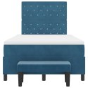VidaXL Łóżko sprężynowe z materacem granatowy 120 x 190 cm Aksamit