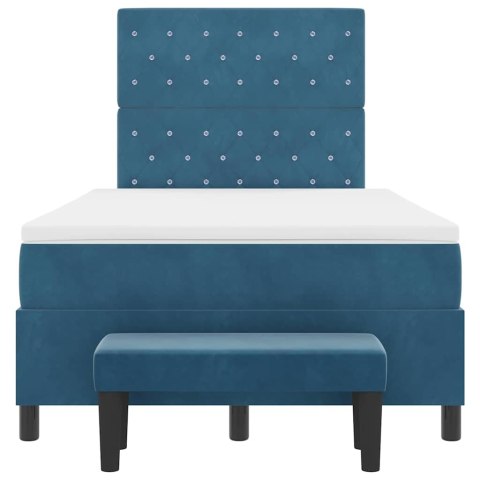 VidaXL Łóżko sprężynowe z materacem granatowy 120 x 190 cm Aksamit