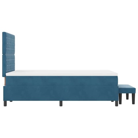 VidaXL Łóżko sprężynowe z materacem granatowy 120 x 190 cm Aksamit