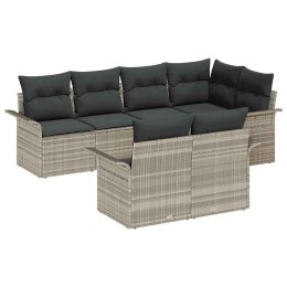 Zestaw Sof na Ogród z poduszką 7 pcs Jasnoszary polirattan