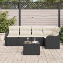 Zestaw Sof na Ogród z poduszką 6 pcs Czarny Polirattan