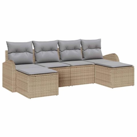 Zestaw Sof na Ogród z poduszką 6 pcs Beżowy Rattan poli