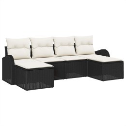 Zestaw Sof na Ogród z poduszką 6 pcs Czarny Rattan poli