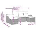 Zestaw Sof na Ogród z poduszką 6 pcs Jasnoszary Rattan poli