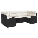 Zestaw Sof na Ogród z poduszką 6 pcs Czarny Rattan poli