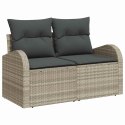 Zestaw Sof na Ogród z poduszką 6 pcs Jasnoszary Rattan poli