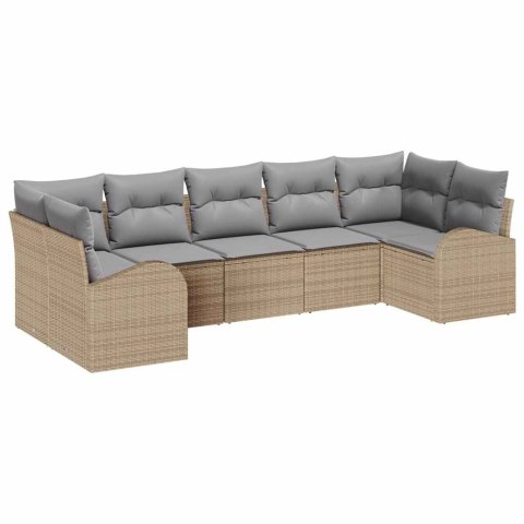Zestaw Sof na Ogród z poduszką 7 pcs Beżowy Rattan poli