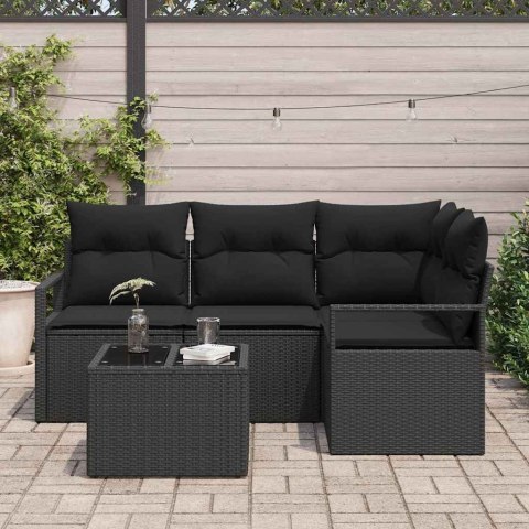 Zestaw Sof 5 pcs Czarny polirattan