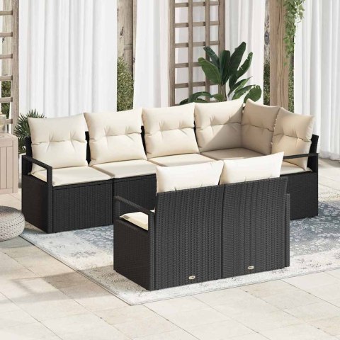 Zestaw Sof 7 pcs Czarny polirattan