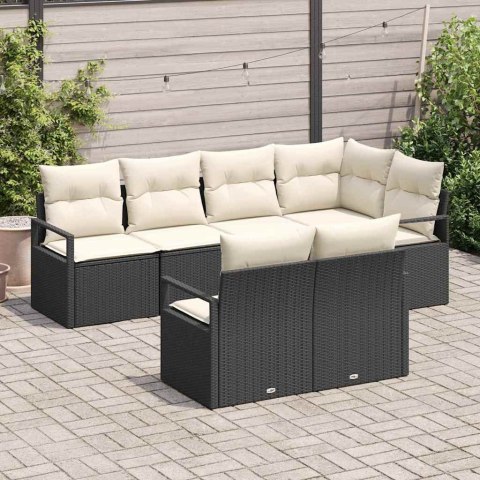 Zestaw Sof 7 pcs Czarny polirattan