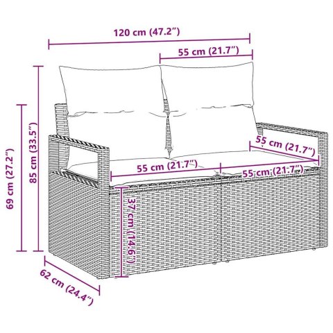 Zestaw Sof na Ogród 8 pcs Brązowy Polirattan