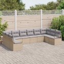 Zestaw Sof z poduszką 10 pcs Beżowy polirattan
