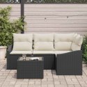 Zestaw Sof z poduszką 5 pcs Czarny polirattan