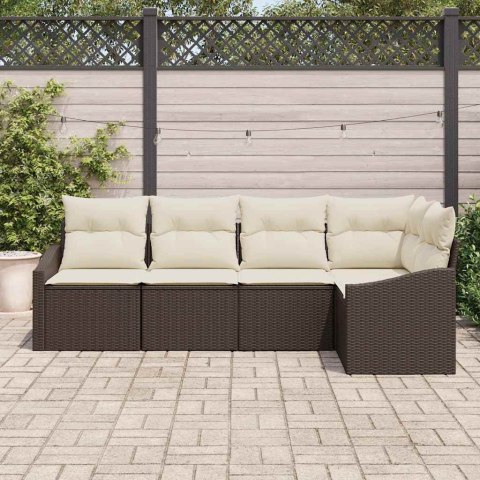 Zestaw Sof z poduszką 5 pcs Brązowy polirattan