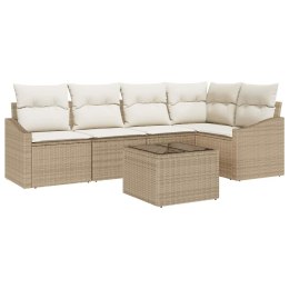 Zestaw Sof z poduszką 6 pcs Beżowy polirattan