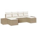 Zestaw Sof na Ogród z poduszką 6 pcs Beżowy polirattan