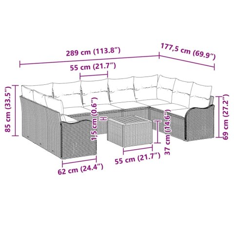 Zestaw Sof na Ogród 10 pcs Beżowy Polirattan
