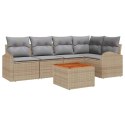 Zestaw Sof na Ogród 6 pcs Beżowy Polirattan