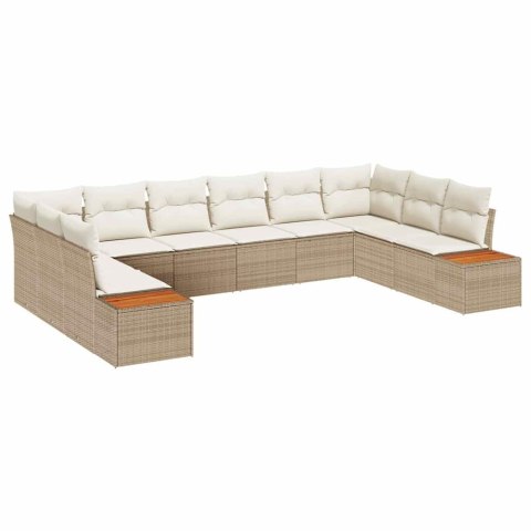 Zestaw Sof na Ogród z poduszką 10 pcs Beżowy Polirattan