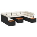 Zestaw Sof na Ogród z poduszką 10 pcs Czarny Polirattan
