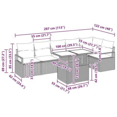 Zestaw Sof na Ogród z przechowywaniem 7 pcs Czarny polirattan