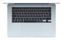Apple MacBook Air 15,3"Retina 500nit M4 chip with 10-core CPU + 10-core GPU 24GB SSD512 2xTB4 BLKB 1Y Sky Blue (WYPRZEDAŻ)