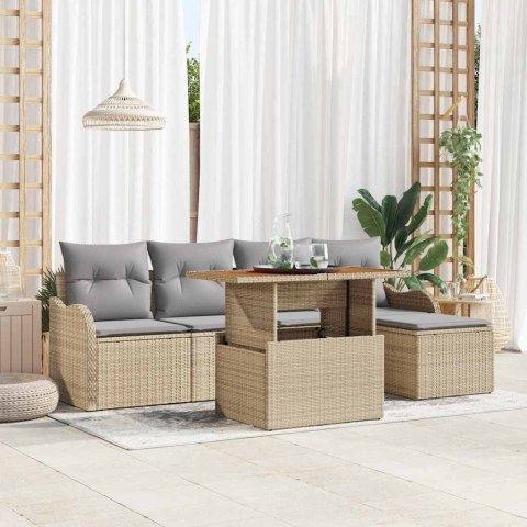 Zestaw Sof na Ogród z poduszką 6 pcs beżowo-jasnoszary