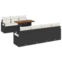 Zestaw Sof na Ogród z poduszką 8 pcs Czarny i kremowy