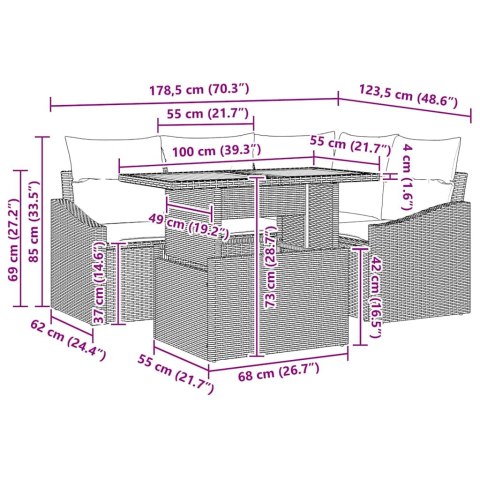 Zestaw do jadalni w ogrodzie Beżowy i szary 100 x 55 x 73 cm