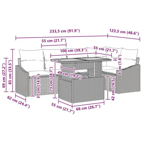 Zestaw do jadalni w ogrodzie Beżowy i szary 100 x 55 x 73 cm