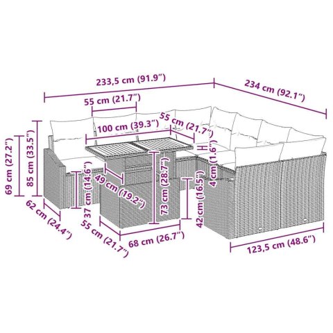 Zestaw do jadalni w ogrodzie Czarny i Brązowy 100 x 55 x 73 cm
