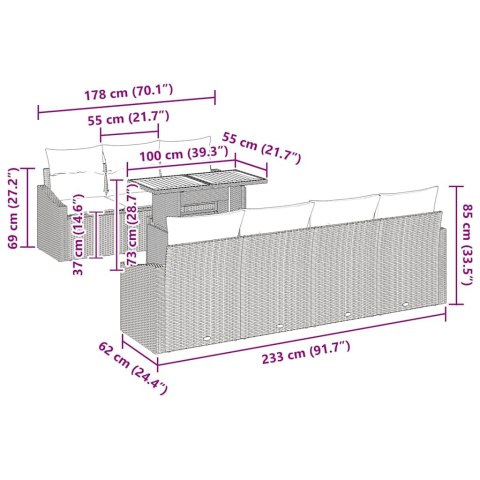 Zestaw do jadalni w ogrodzie Czarny i kremowy 100 x 55 x 73 cm
