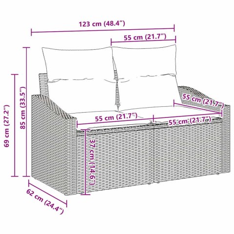Zestaw do jadalni w ogrodzie z poduszką 9 pcs Czarny i Brązowy