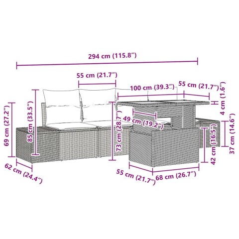 Zestaw do jadalni w ogrodzie z poduszką 5 pcs Beżowy i kremowy