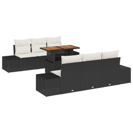 Zestaw do jadalni w ogrodzie z poduszką 7 pcs Czarny i kremowy