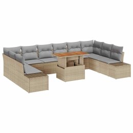 Zestaw Sof na Ogród z poduszką z poduszką 11 pcs Beżowy i szary
