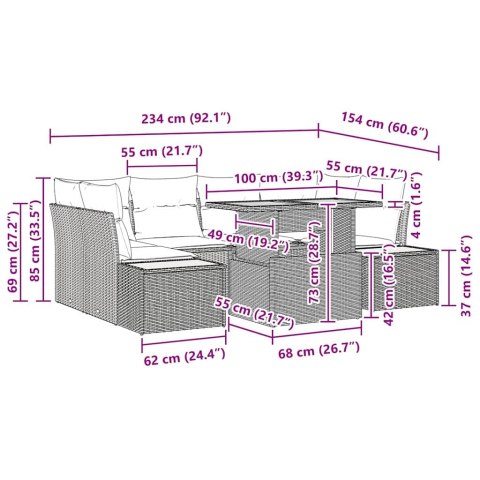 Zestaw do jadalni w ogrodzie z poduszką 9 pcs Beżowy i kremowy